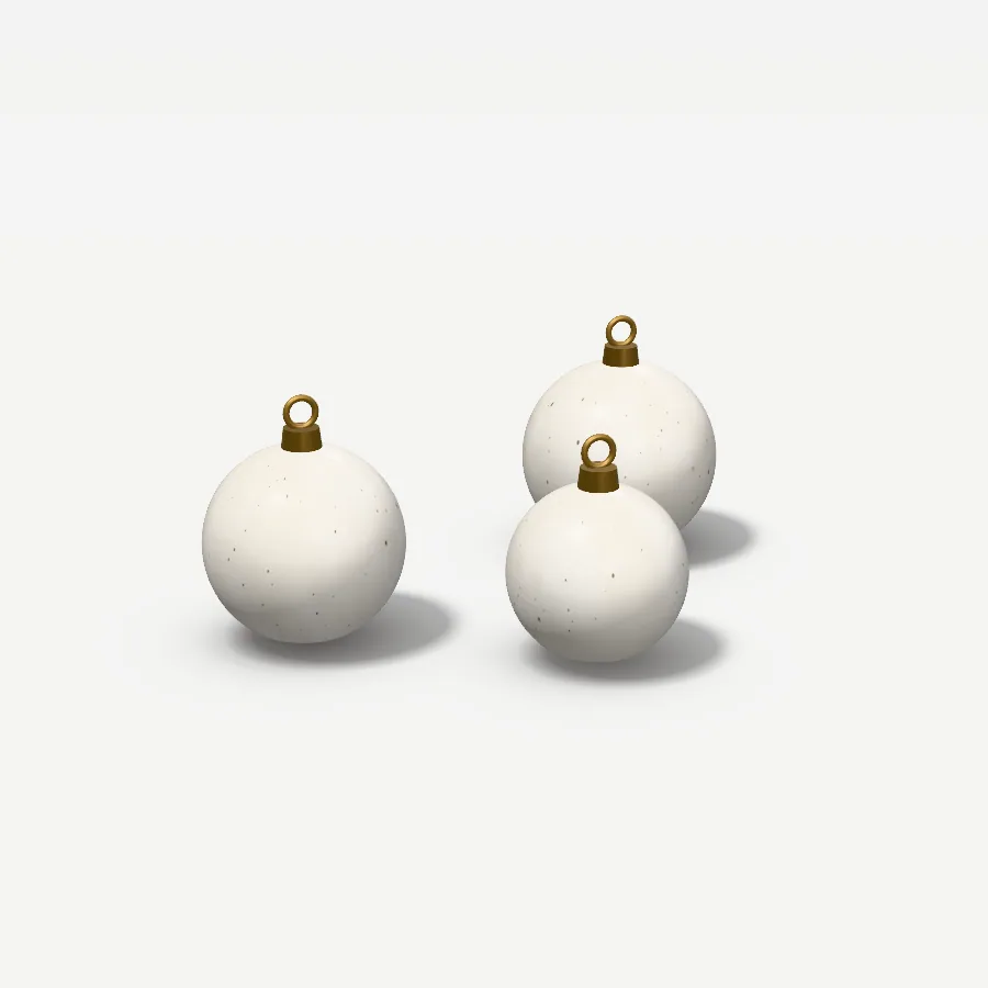Christbaumkugeln aus Keramik, 3er-Set, Glasur Milchweiß