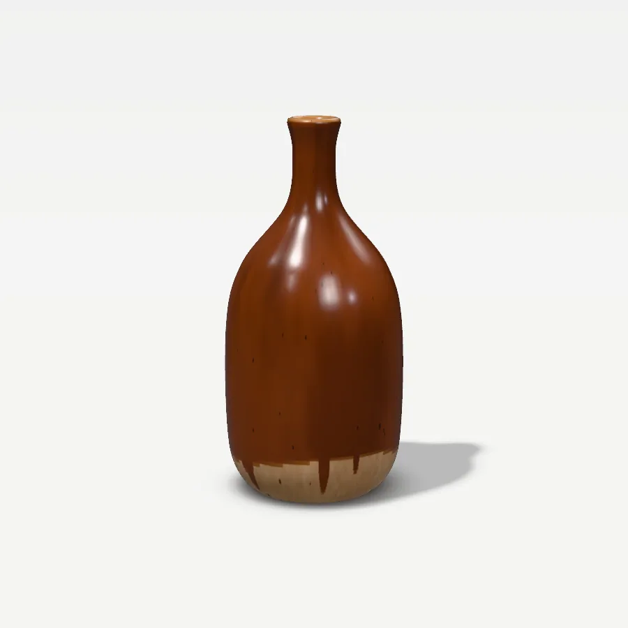 Flaschenvase 25 cm, Glasur Rostbraun