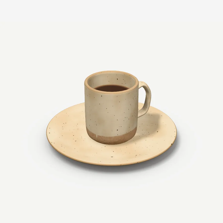 Frühstücksset Sand: Tasse und Teller, Glasur Sandmatt