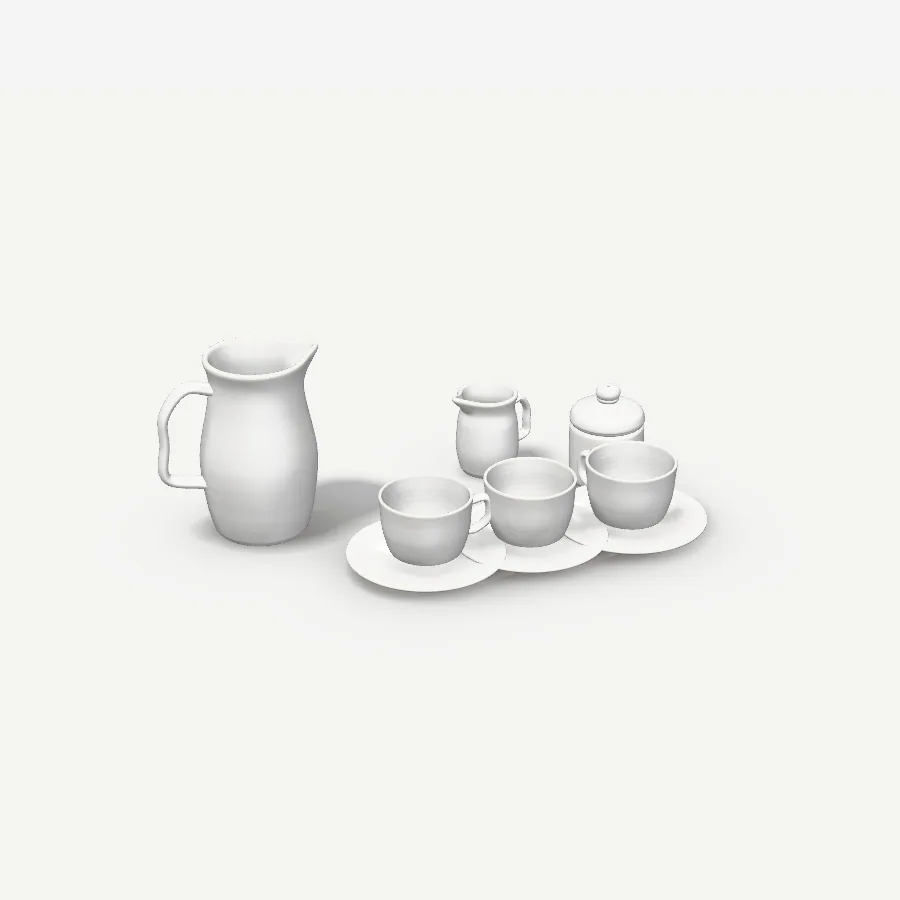 Kaffeeservice aus Porzellan für 6 Personen, Glasur Porzellanweiß