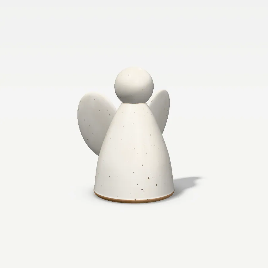 Keramik-Engel 14 cm, Glasur Milchweiß