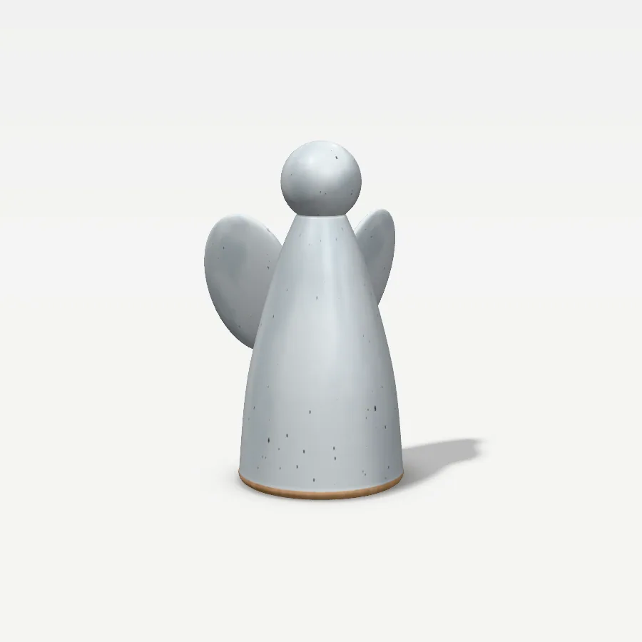 Großer Keramik-Engel 20 cm, Glasur Nebelgrau