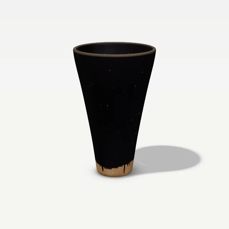 Konische Vase 22 cm, Glasur Kohleschwarz