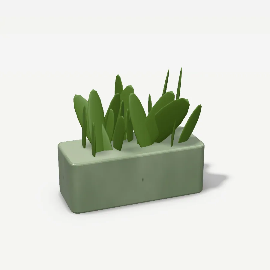 Länglicher Kräutertopf 25 cm, Glasur Salbeigrün