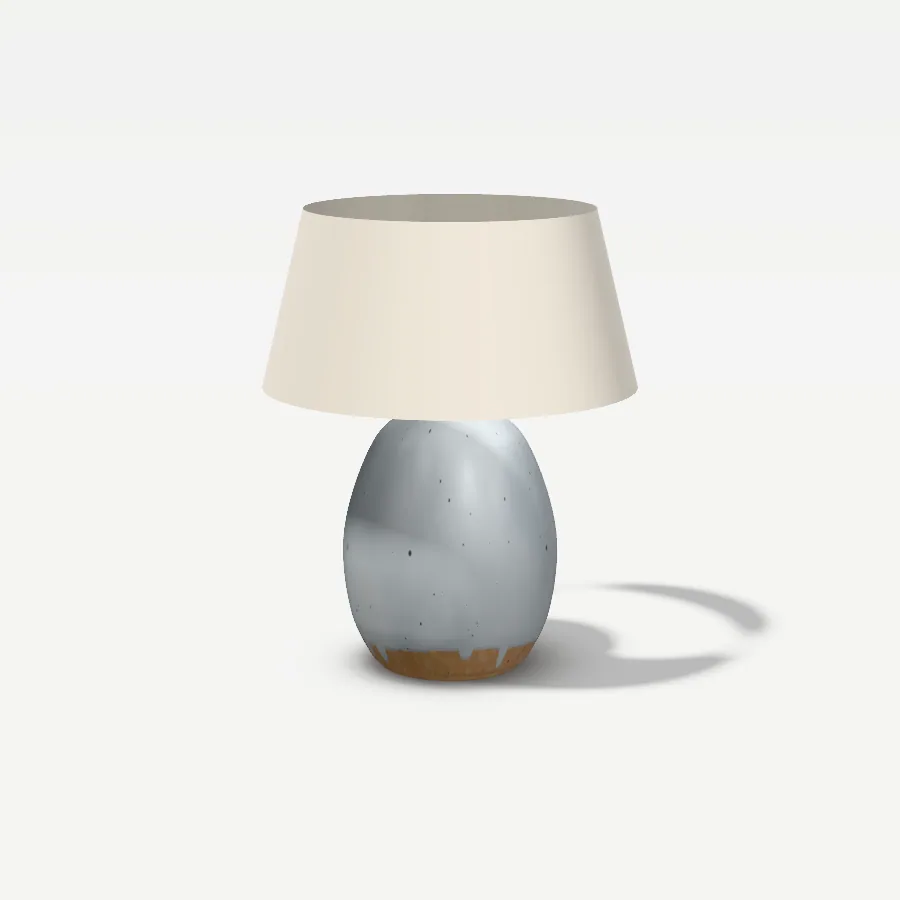 Nachttischlampe Nebel, Glasur Nebelgrau