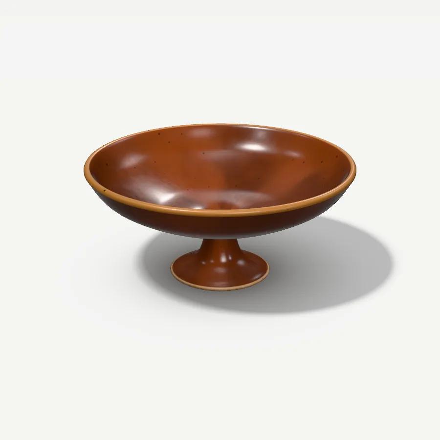 Obstschale mit Fuß 26 cm, Glasur Rostbraun