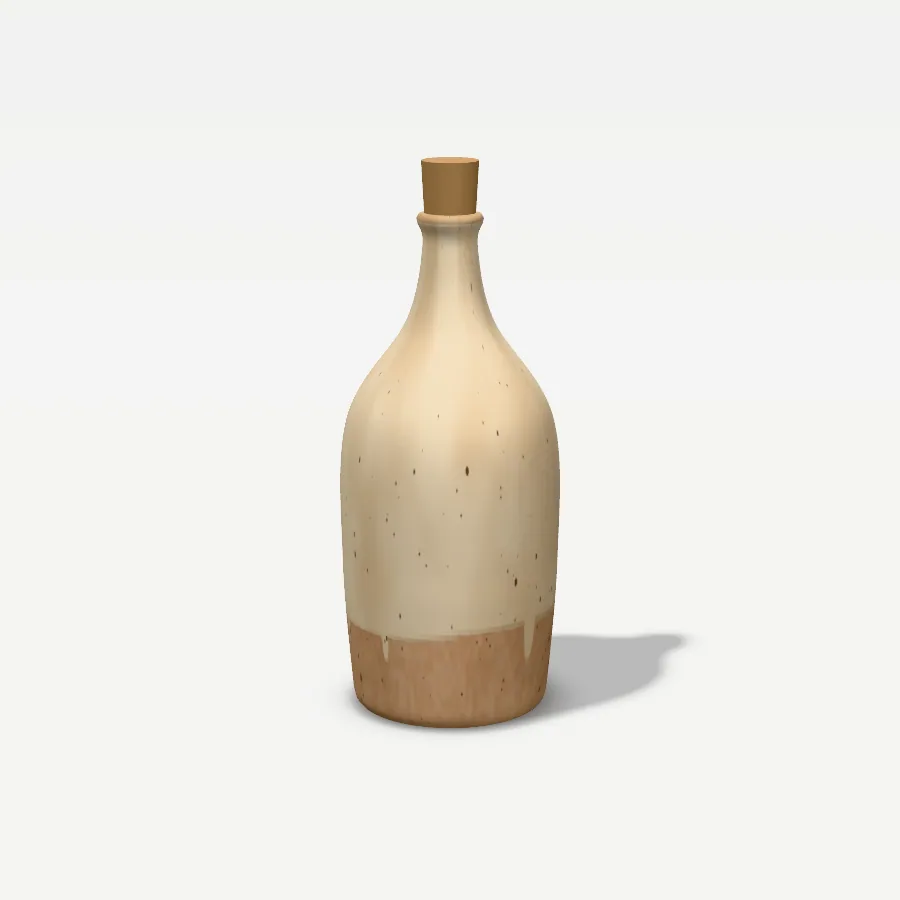 Ölflasche 350 ml mit Korken, Glasur Sandmatt