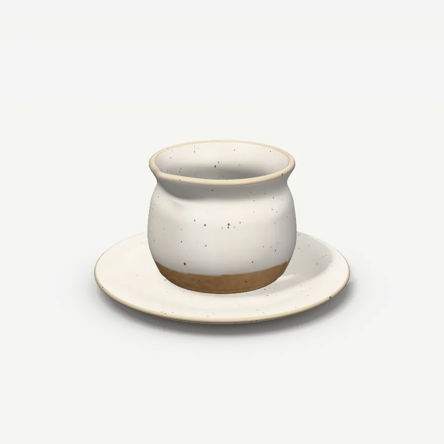 Sauciere mit Untersetzer 400 ml, Glasur Milchweiß