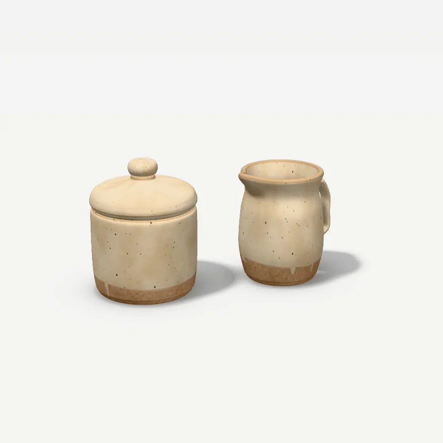 Set: Zuckerdose und Milchkännchen, Glasur Sandmatt