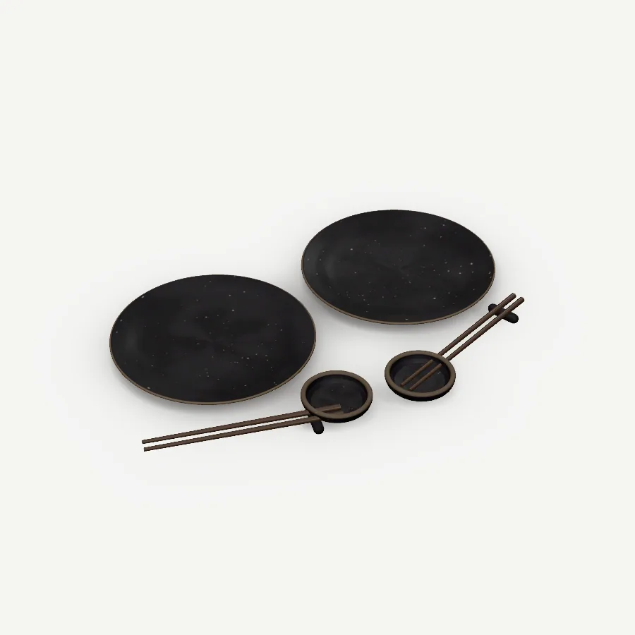 Sushi-Set für 2 Personen, Glasur Kohleschwarz