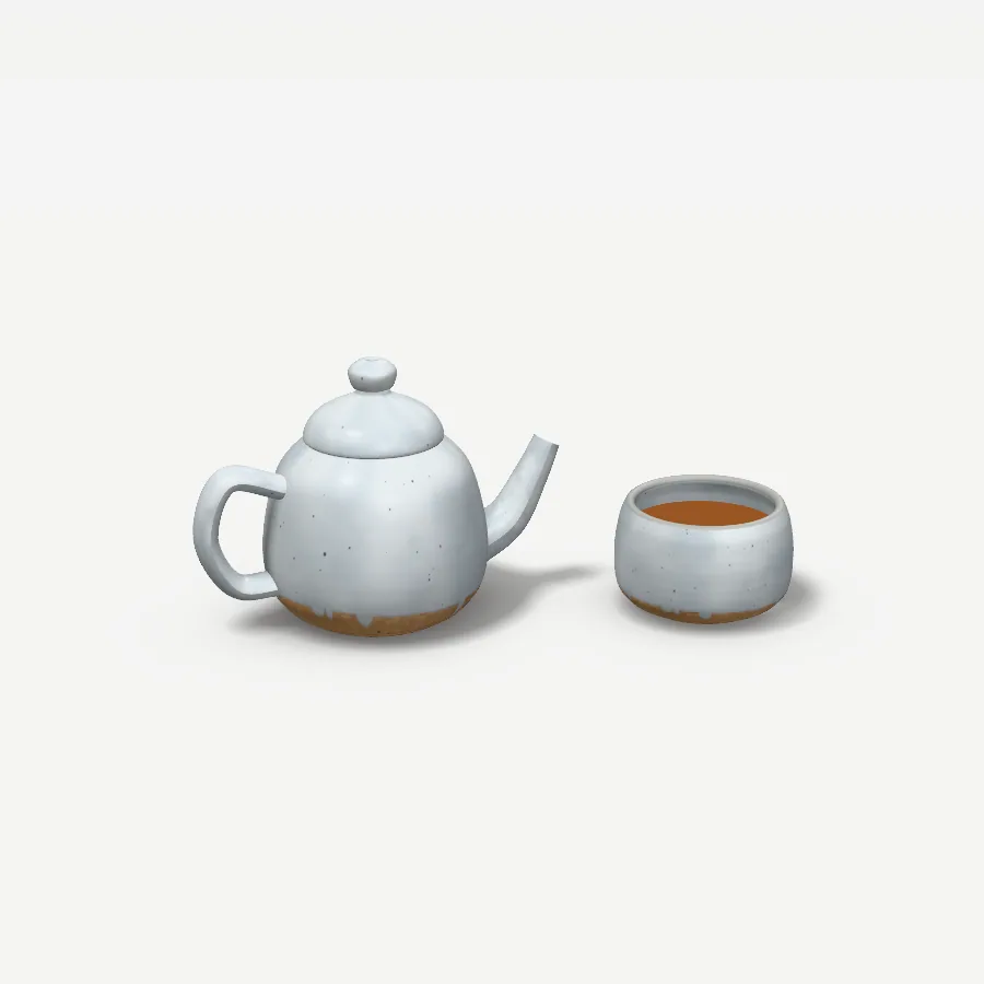 Tea-for-One-Set, Glasur Nebelgrau