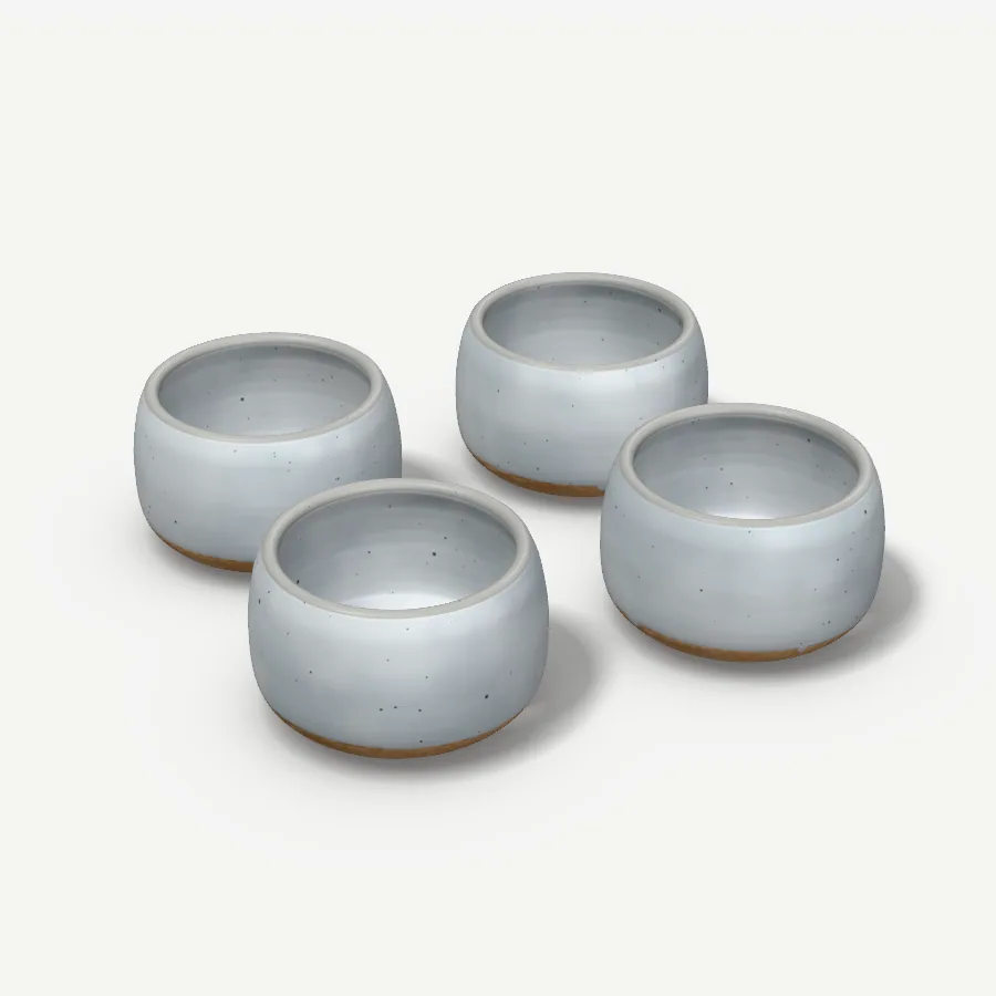 Teeschalen Nebel, 4er-Set, Glasur Nebelgrau