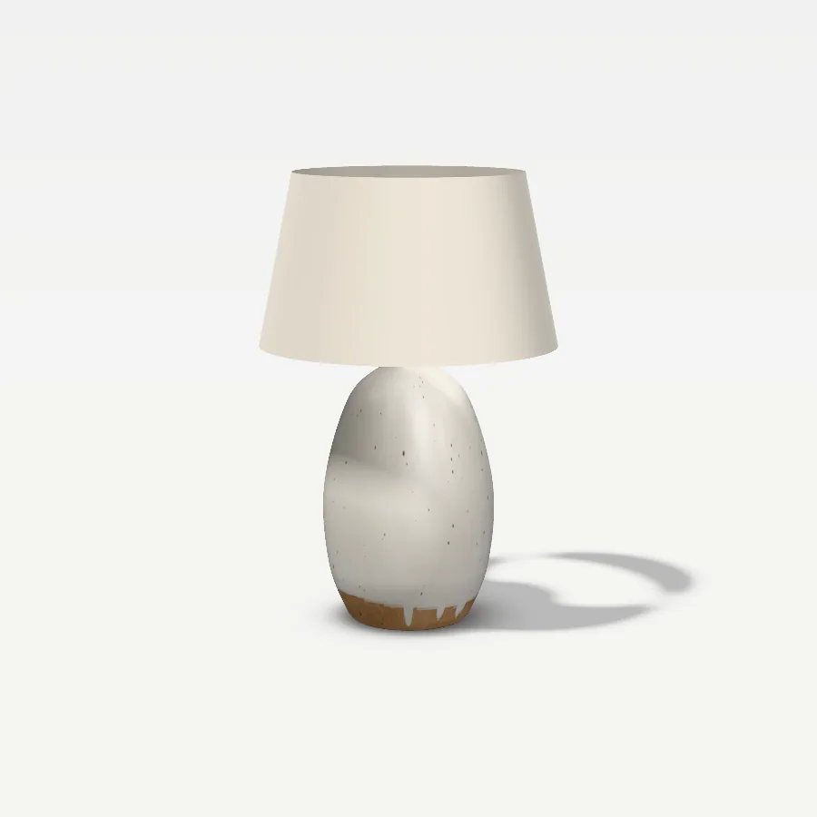 Tischlampe Kiesel, Glasur Milchweiß