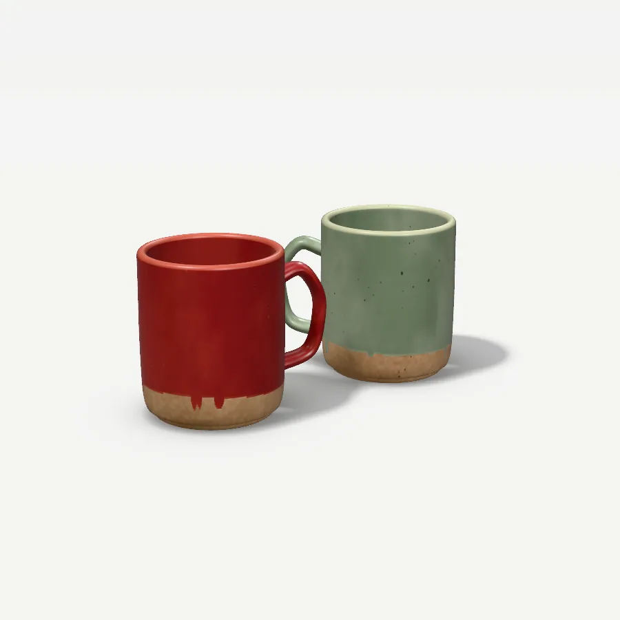 Weihnachtstassen, 2er-Set, Glasur Kirschrot